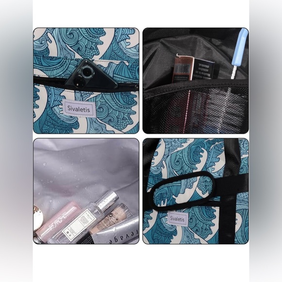 Sivaletis 18" Women's Large Duffel bag..with shoe pocket..blue/white(nwt) - Picture 6 of 6